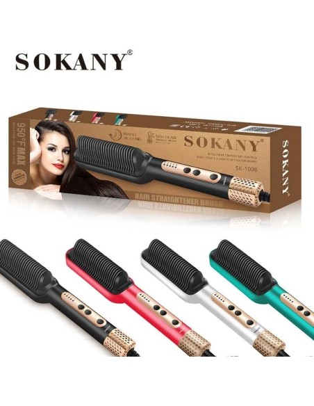 Brosse Lissante Chauffante SOKANY – 3 en 1 : Lissage, Brushing et Volume